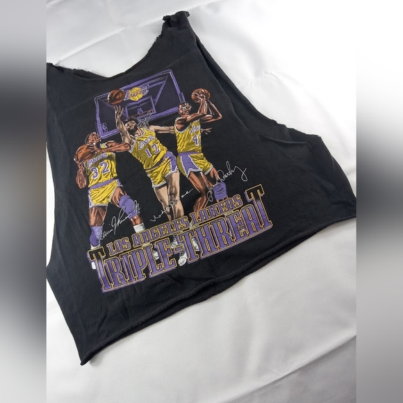 Vintage los Angeles Lakers tanktop Johnson worthy divac black mens size medium - Picture 3 of 5